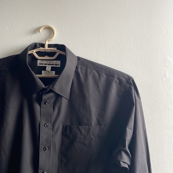 Black Dress Shirt 18.5 (37) Tall Leo Chevalier - Picture 6 of 7
